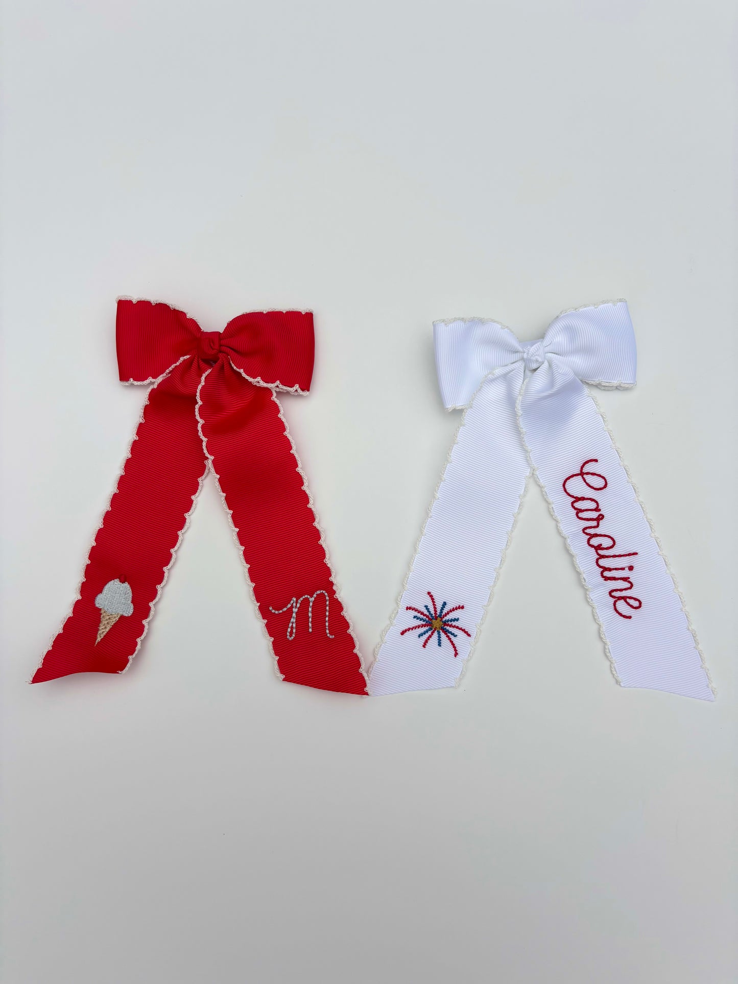 Personalized Long Tail Bow with Ice Cream Cone