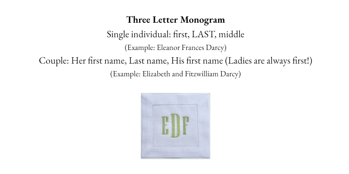 Vine Font Three Letter Monogram Cocktail Napkin- Set of 4