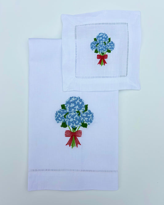 Hydrangea Cocktail Napkins and Guest Towel Set