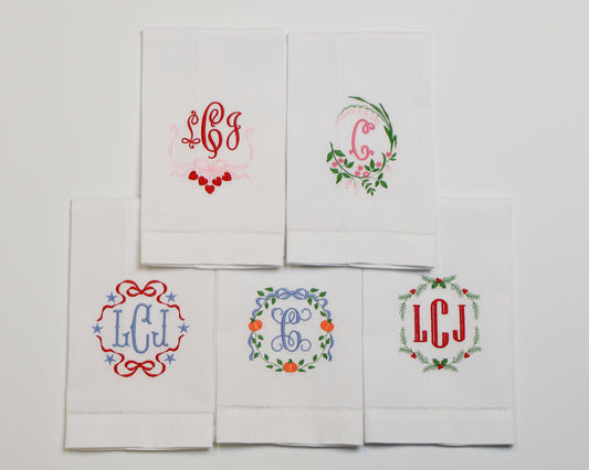 “Celebrate the Seasons” Embroidered Guest Hand Towel Set