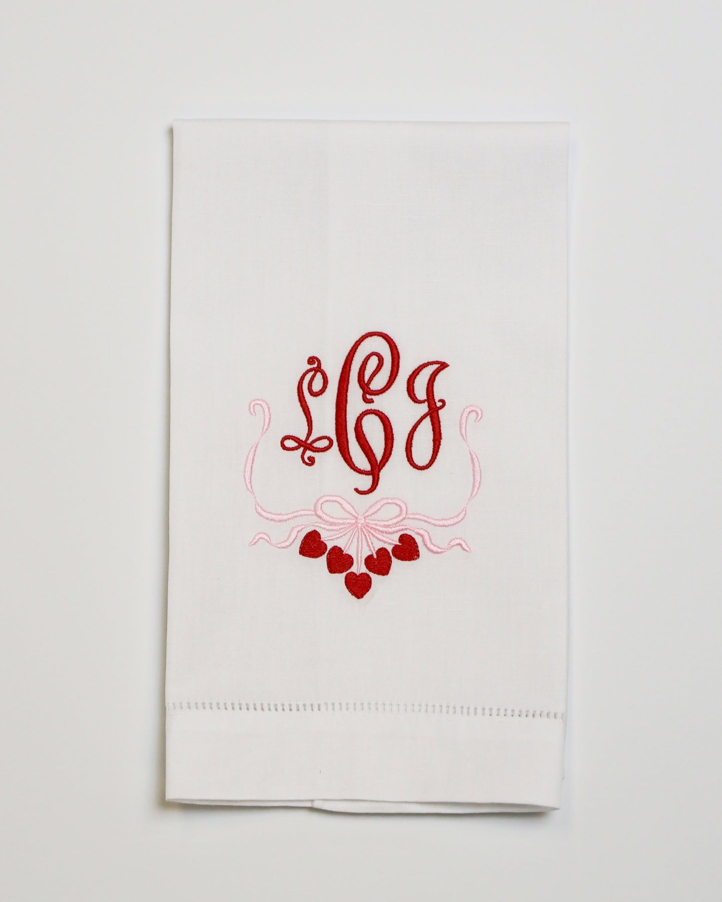 Heart Bow Monogrammed Guest Towel