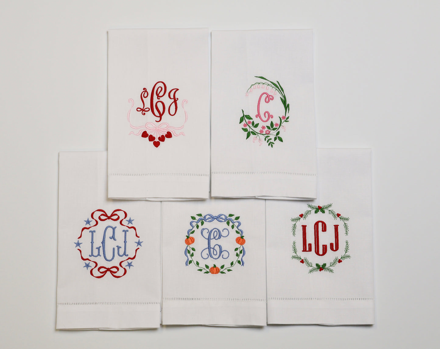 Heart Bow Monogrammed Guest Towel