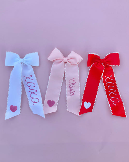 Valentine Long Tail Bow with Heart
